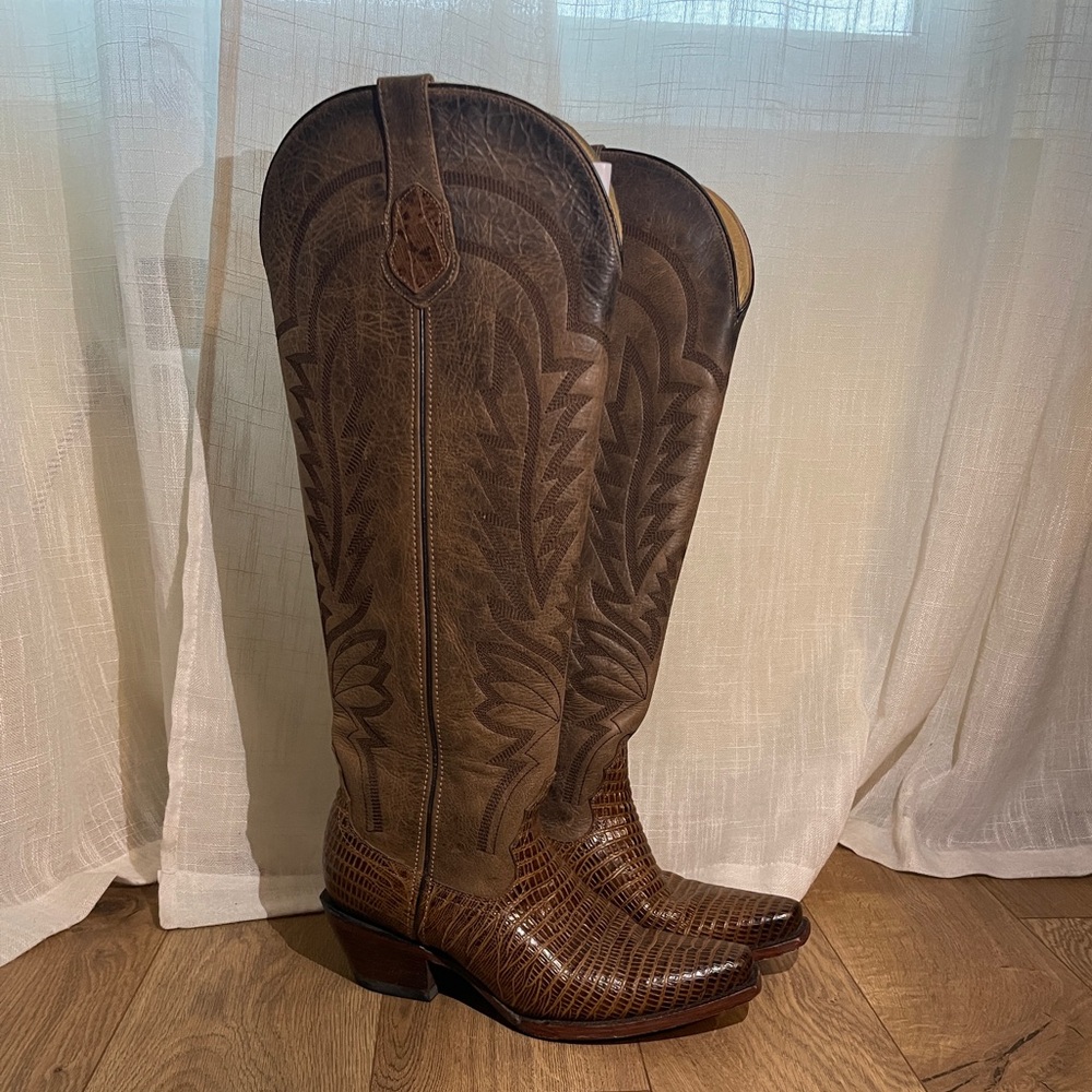 Rock’em Women’s Brown Tall Cowboy Boots - Picture 2 of 10